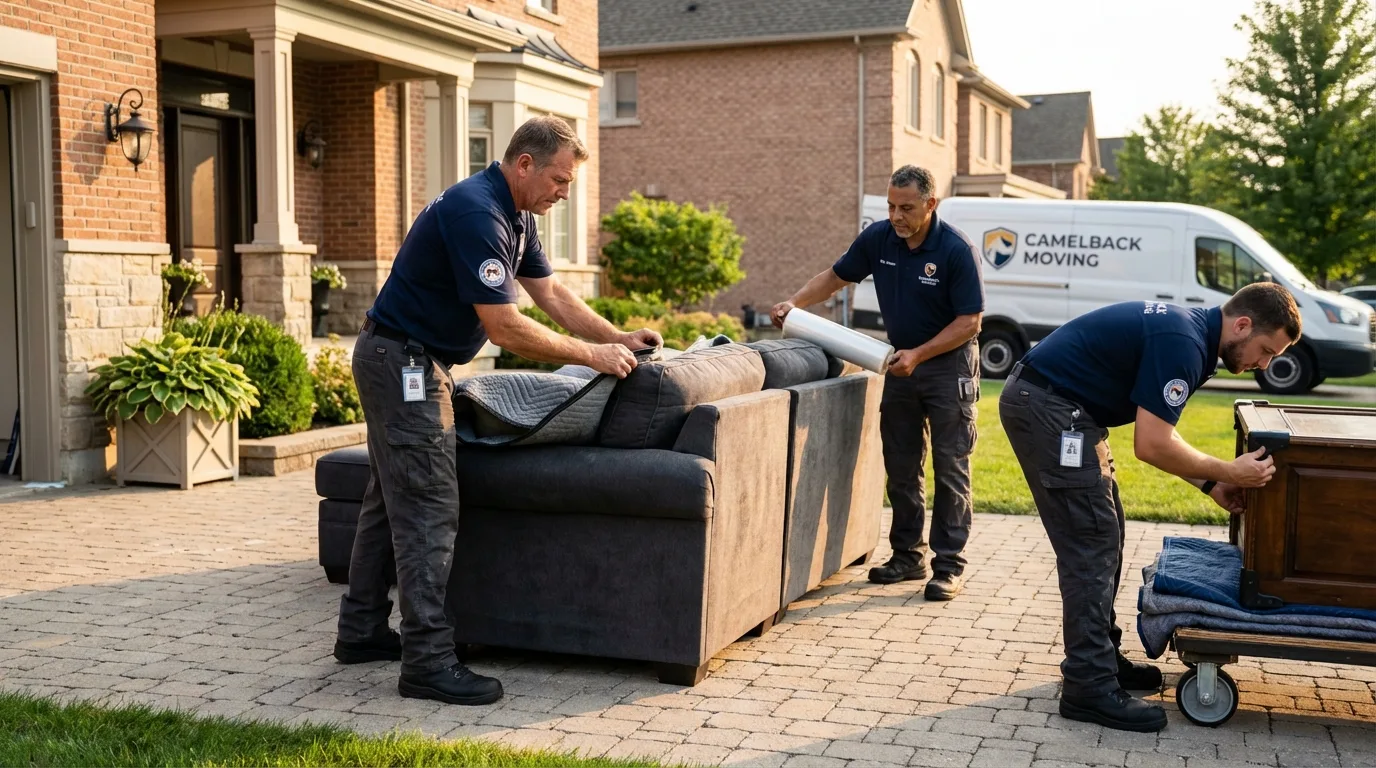 Large estate moving crew wrapping furniture in Stokesdale, NC