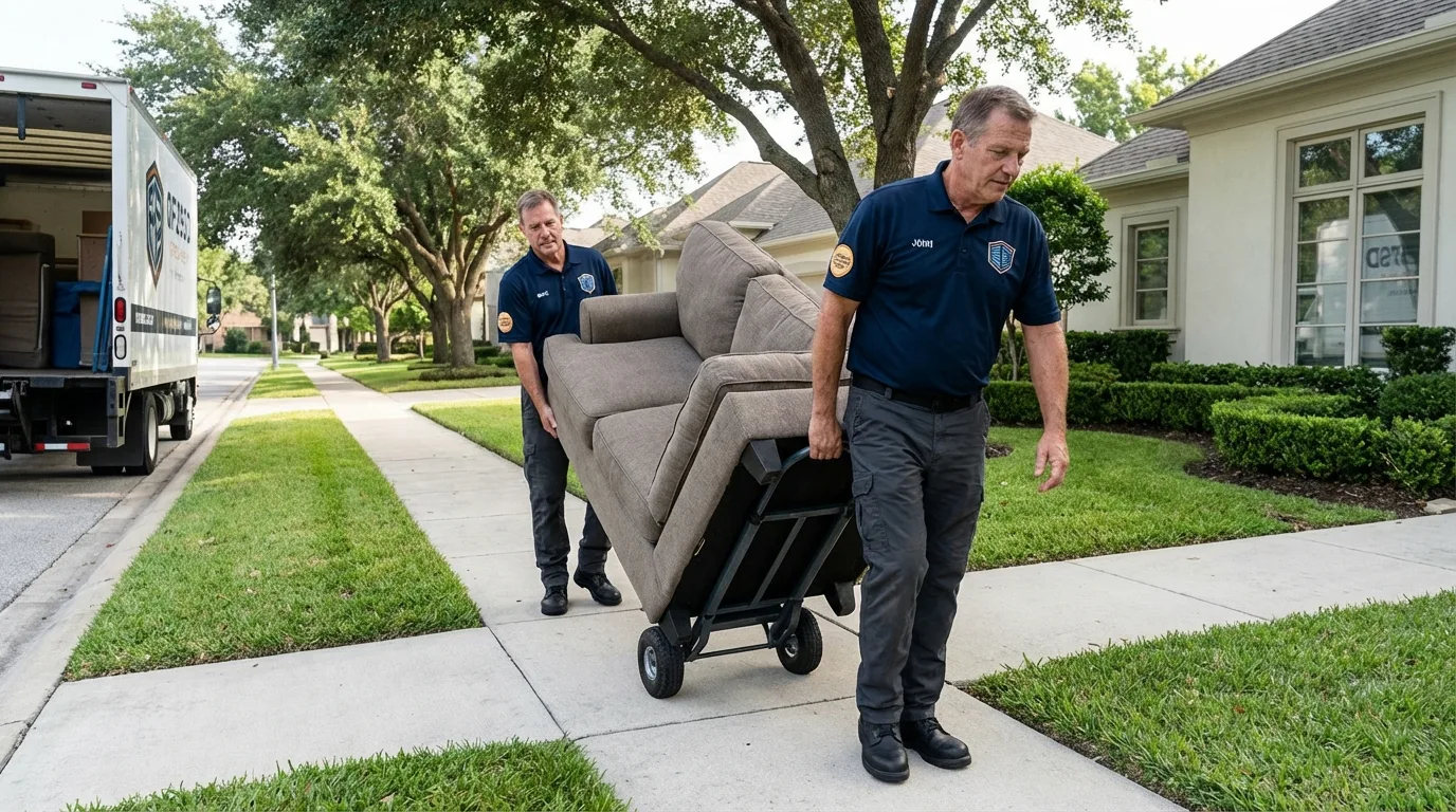 Local residential moving crew loading furniture in Stokesdale, NC